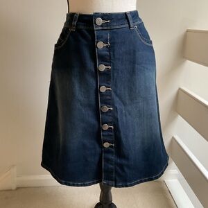 Denim Button-Front Skirt